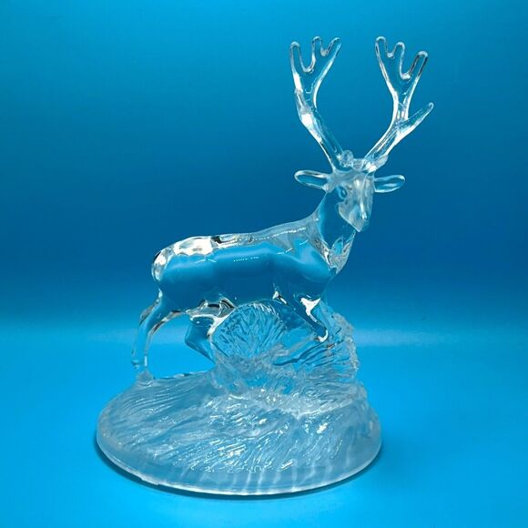 Vtg Crystal Deer Buck Stag Figurine Cristal d'Arques 90's Hunter Cottage - Picture 3 of 14